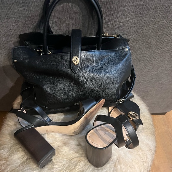 Coach Black Leather Heels Size 10 - Picture 5 of 16